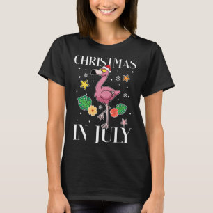 T-shirt Noël drôle de vacances d'été en juillet Flamingo 