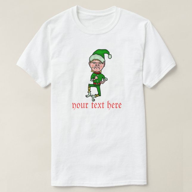 T-shirt Noël drôle Elf fâché a personnalisé le texte (Design devant)