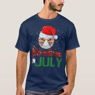 T-shirt Noël Drôle En Juillet Bal De Baseball Du Père Noël
