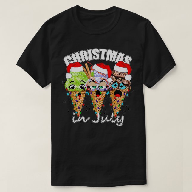 T-shirt Noël drôle en Juillet Été Icecream (Design devant)