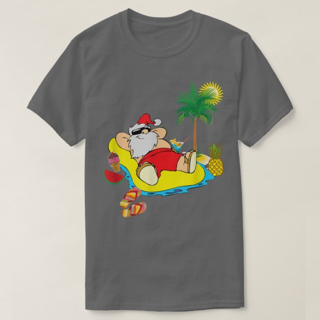 T-shirt Noël drôle en juillet Père Noël Hawaiian Summer Be (Design devant)