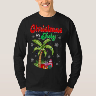 T-shirt Noël Drôle En Juillet Sable Palm Arbre Été
