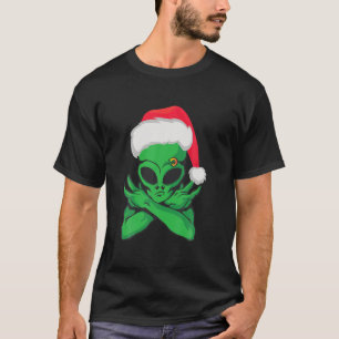 T-shirt Noël drôle. Signes clignotants Père Noël Aliens