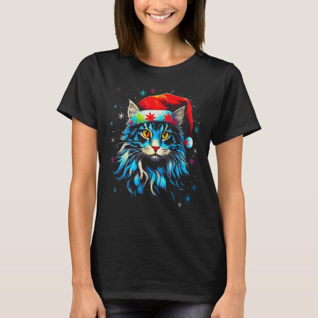 T-shirt Noël du chat Maine Coon (Devant)