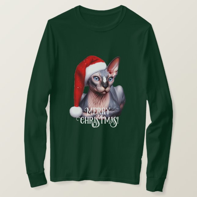 T-shirt Noël du chat Sphynx (Design devant)