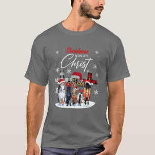 T-shirt Noël du cheval commence avec le Christ Bullmastiff