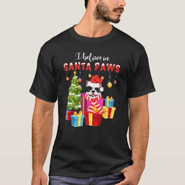 T-shirt Noël du gentil Bulldog français Père Noël (Devant)