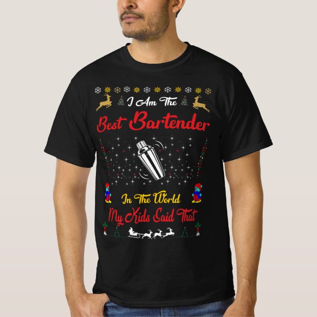 T-shirt Noël du meilleur barman (Devant)