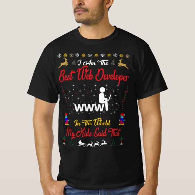 T-shirt Noël du meilleur développeur Web (Devant)