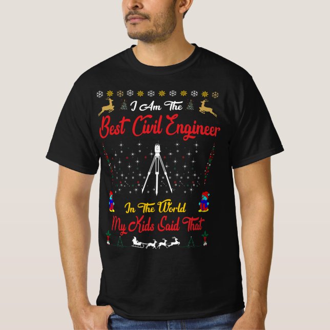 T-shirt Noël du meilleur ingénieur civil (Devant)