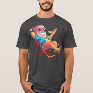 T-shirt Noël du Père Noël en juillet Vacances d'été Hawa