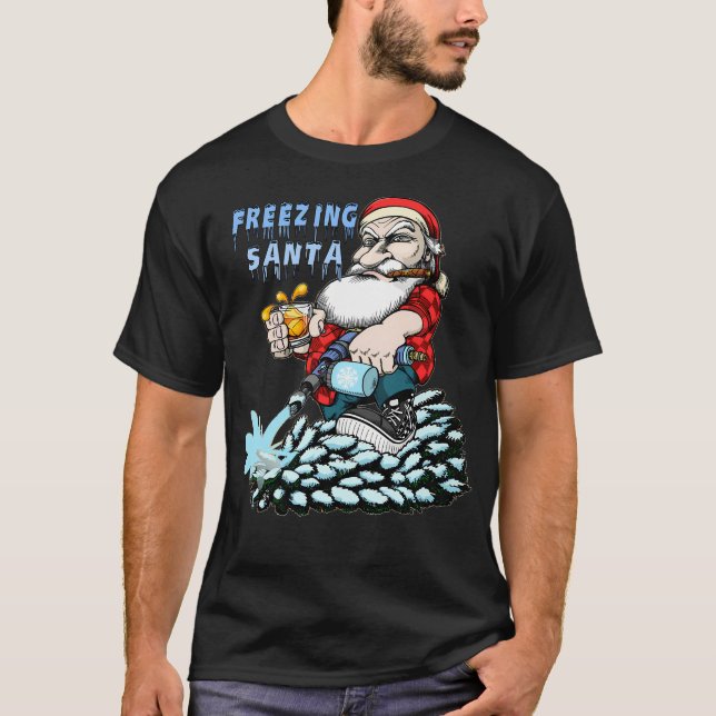T-shirt Noël Du Père Noël Gel Avec Un Gel Drôle (Devant)