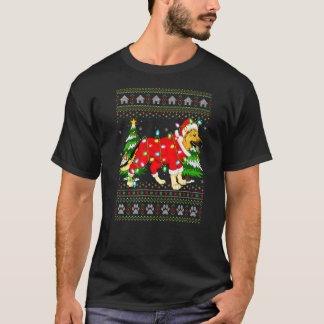 T-shirt Noël Éclairage Laid Père Noël berger allemand Noël