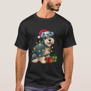 T-shirt Noël Éclairage Père Noël Giant Schnauzer Chien Noë