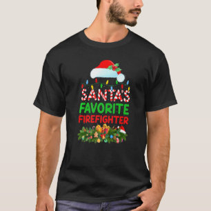 T-shirt Noël Éclairage Père Noël S Favori Pompier Noël