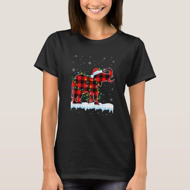 T-shirt Noël éléphant Santa Chapeau mignonne Animaux Noël  (Devant)