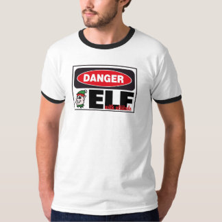 T-shirt Noël Elf avec le signe de danger d'attitude
