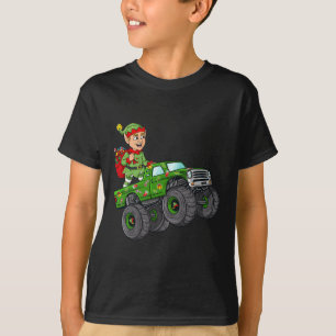 T-shirt Noël Elf équitation Monster Camion Garçons Enfants