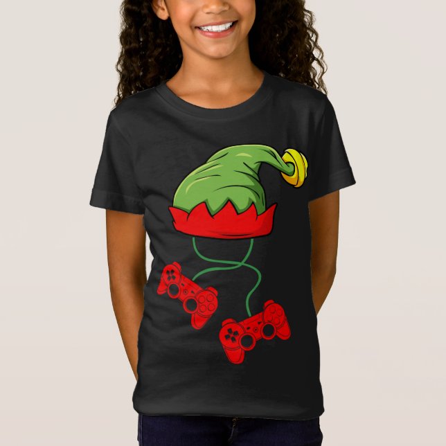 T-Shirt Noël Elf Gamer Contrôleur Jeu Noël (Devant)