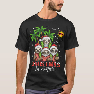 T-shirt Noël en Août Arc-en-ciel Flamant rose natation Boi
