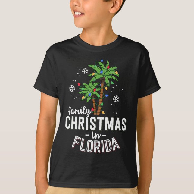 T-shirt Noël en famille en Floride Palmiers Xmas Beach (Devant)