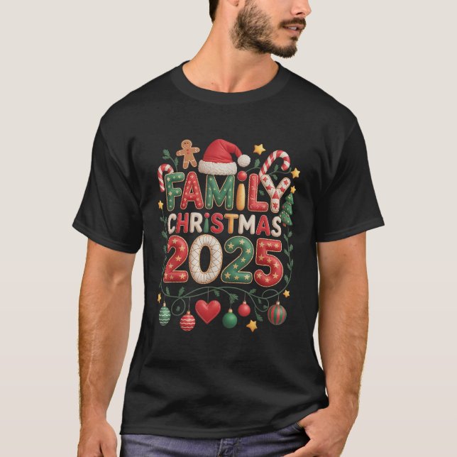 T-shirt Noël en famille patchwork 2025 assortis (Devant)