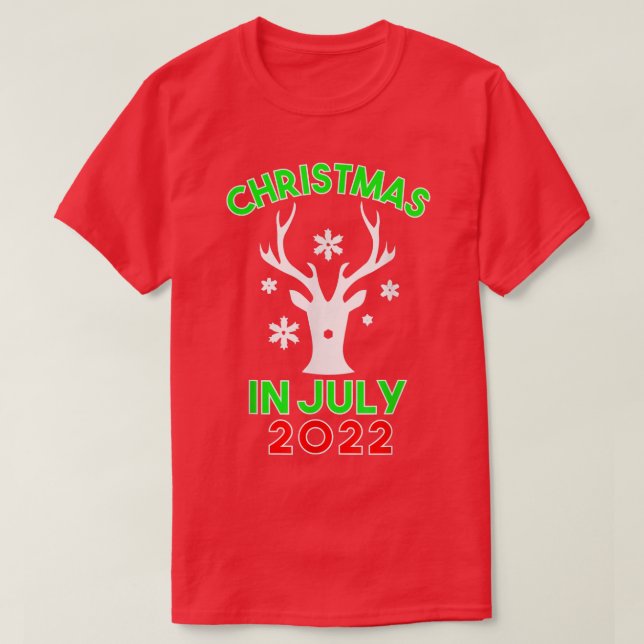 T-shirt Noël En Juillet 2022 Reindeer Snow Joyeux Père Noë (Design devant)