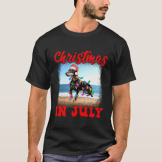 T-shirt Noël En Juillet Amoureux des chiens Noël Doberman