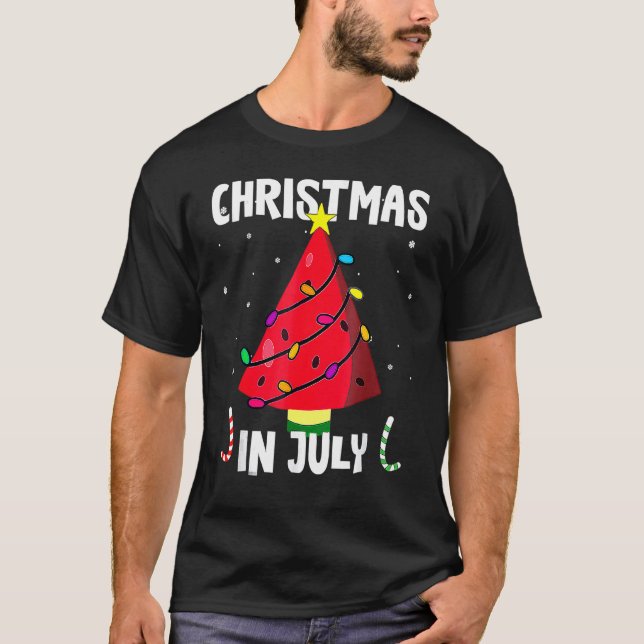 T-shirt Noël En Juillet Arbre De Noël Pastèque Été (Devant)