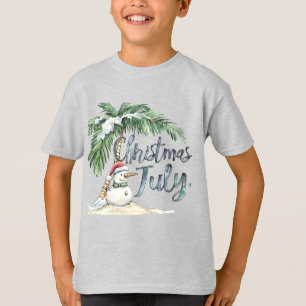 T-shirt Noël en juillet Bonhomme de neige de plage et palm
