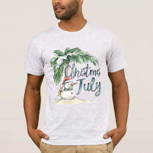 T-shirt Noël en juillet Bonhomme de neige de plage et palm