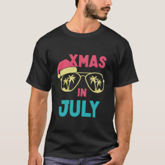T-shirt Noël En Juillet Chat Lunettes De Soleil Été Noël