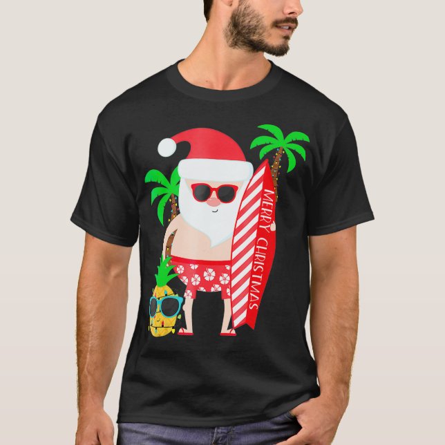 T-shirt Noël En Juillet Costume De Fête Père Noël (Devant)