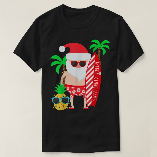 T-shirt Noël En Juillet Costume De Fête Père Noël Sur (Design devant)