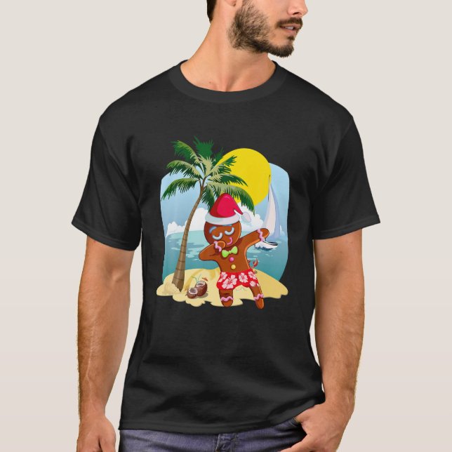 T-shirt Noël En Juillet Dabbing Père Noël Gingembre Été (Devant)