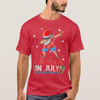 T-shirt Noël En Juillet Dabbing Père Noël Hawaii Xmas Femm