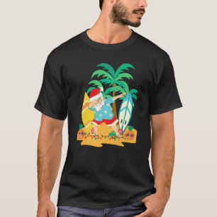 T-shirt Noël En Juillet Dabbing Père Noël Tropical Beach S