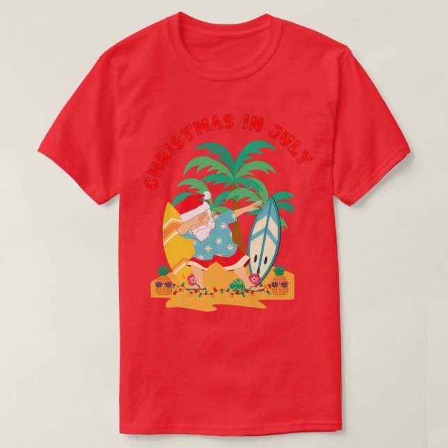 T-shirt Noël en juillet Dabbing Père Noël Tropical Beach S (Design devant)