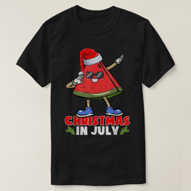 T-shirt Noël En Juillet Drôle Dabbing Watermelon Xmas Tr (Design devant)