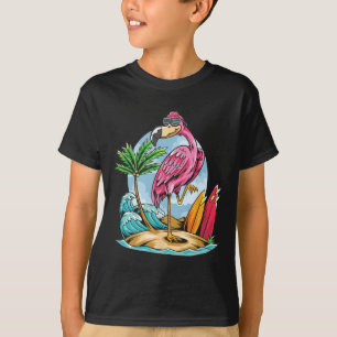 T-shirt Noël en juillet drôle de flamant rose tropical Haw