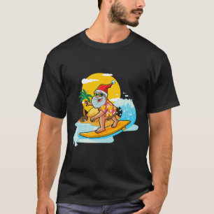 T-shirt Noël en Juillet Drôle de Père Noël Surfant Été Alo