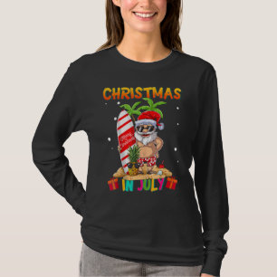 T-shirt Noël En Juillet Été Père Noël Surfing Beach Vaca