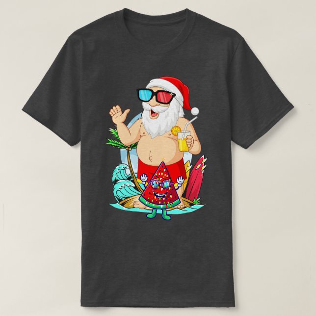 T-shirt Noël En Juillet Été Plage Vacances Père Noël Clau (Design devant)