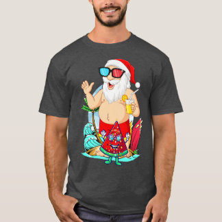 T-shirt Noël En Juillet Été Plage Vacances Père Noël Clau
