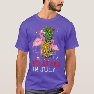 T-shirt Noël en juillet Flamant rose drôle ananas été