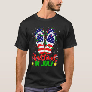 T-shirt Noël En Juillet Flip Flops Drapeau Américain Xmas 
