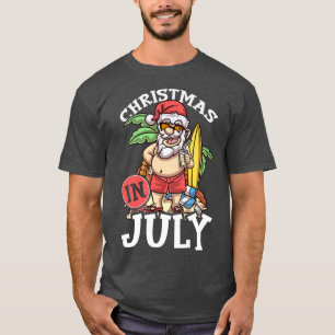 T-shirt Noël En Juillet Funny Hawaii Père Noël Summer Beac