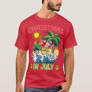 T-shirt Noël En Juillet Funny Père Noël Surf Summer Beach