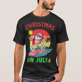 T-shirt Noël En Juillet Funny Père Noël Surf Surf Surfer