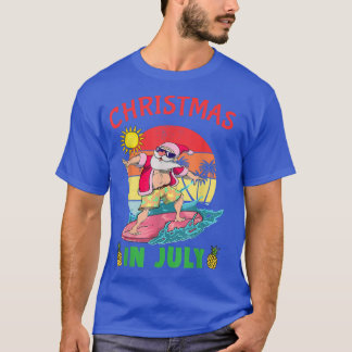 T-shirt Noël En Juillet Funny Père Noël Surf Surf Surfer